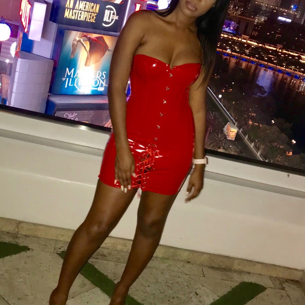 Red Latex Corset Dress